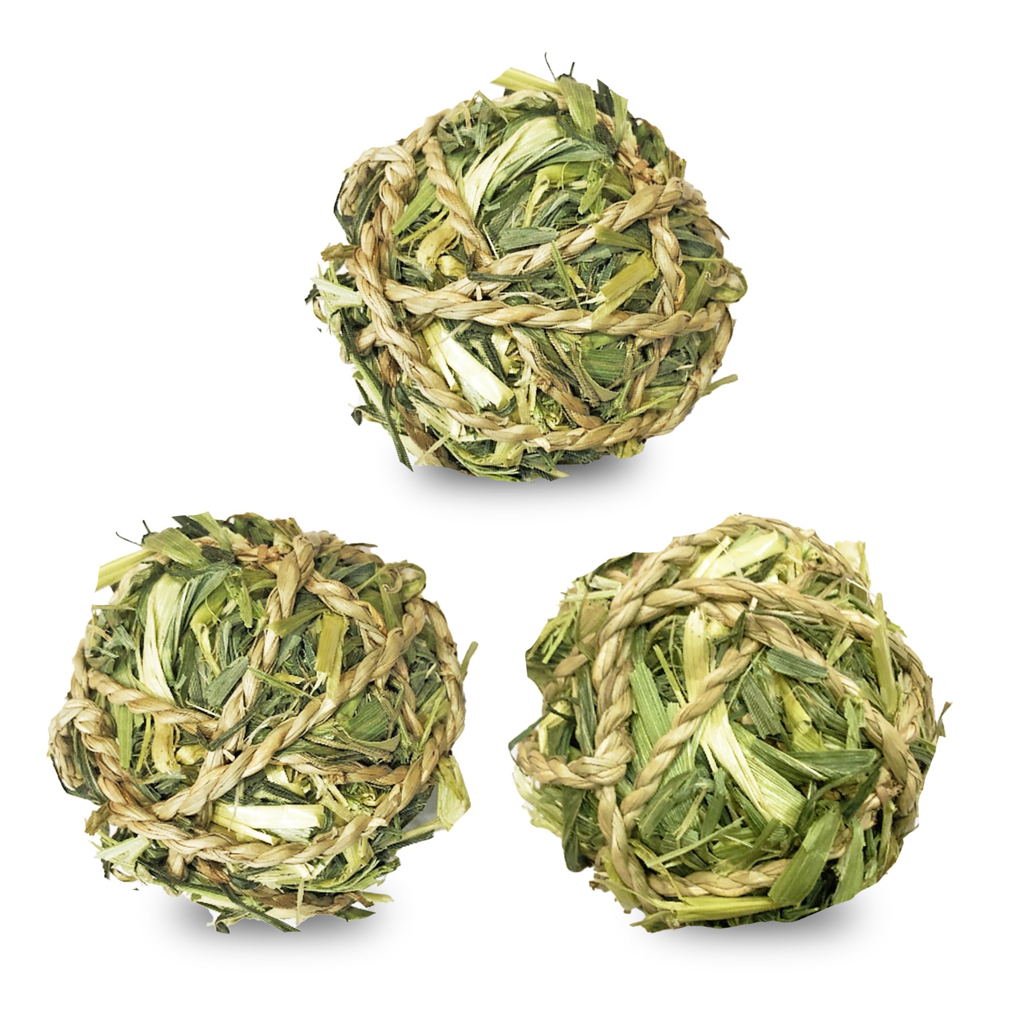 SunGrow Dried Barley Grass Balls for Small Pets Fiber Source for Happy Tummies Oral Care Partner & Strength Booster for Rabbits Guinea Pigs Hamsters Gerbils 3” Diameter 3 Pieces per Pack